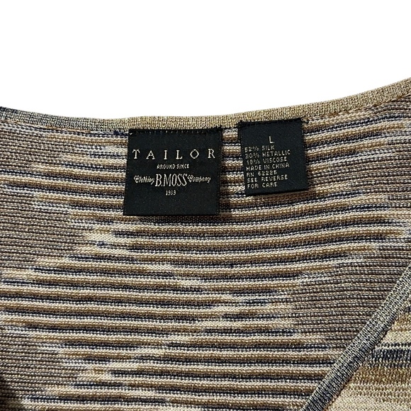 Tailor B Moss Womens Silk Blend Metallic Stretch Top Size L Vintage Autumn - Picture 3 of 5